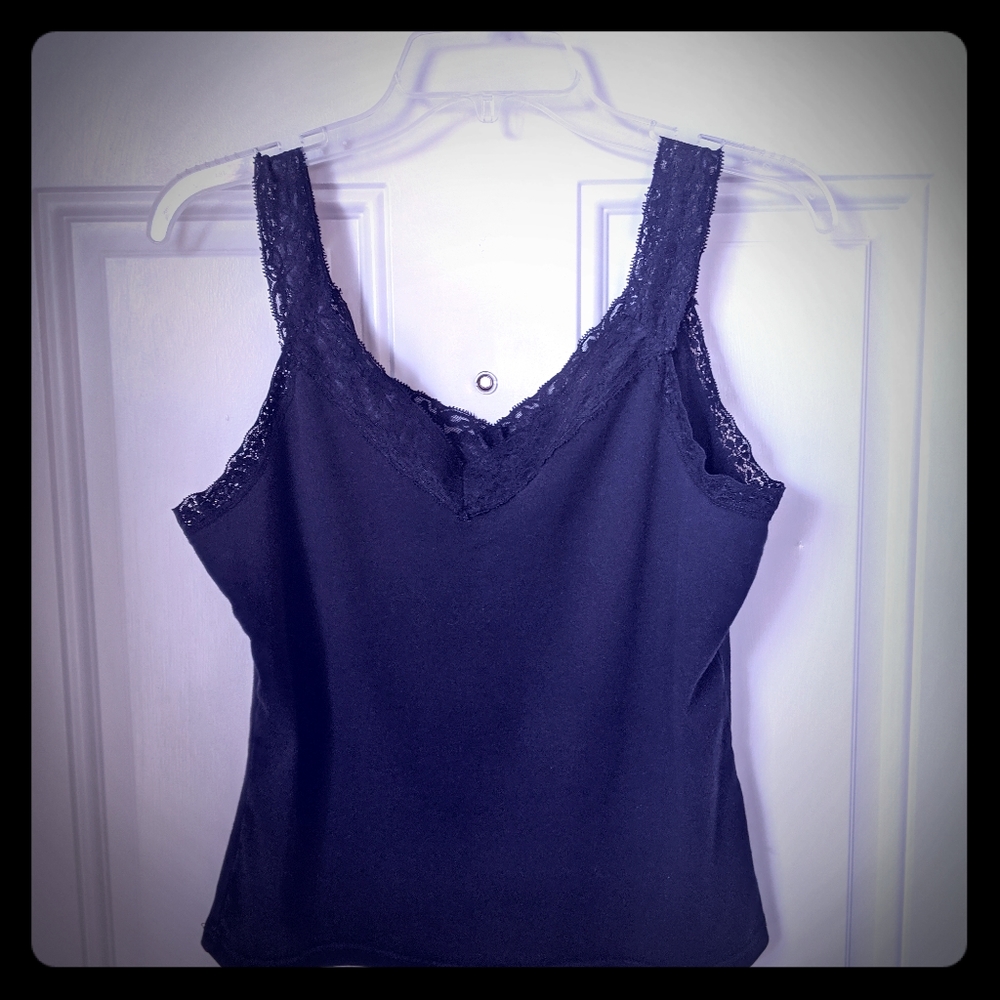 Black tank top with lace straps